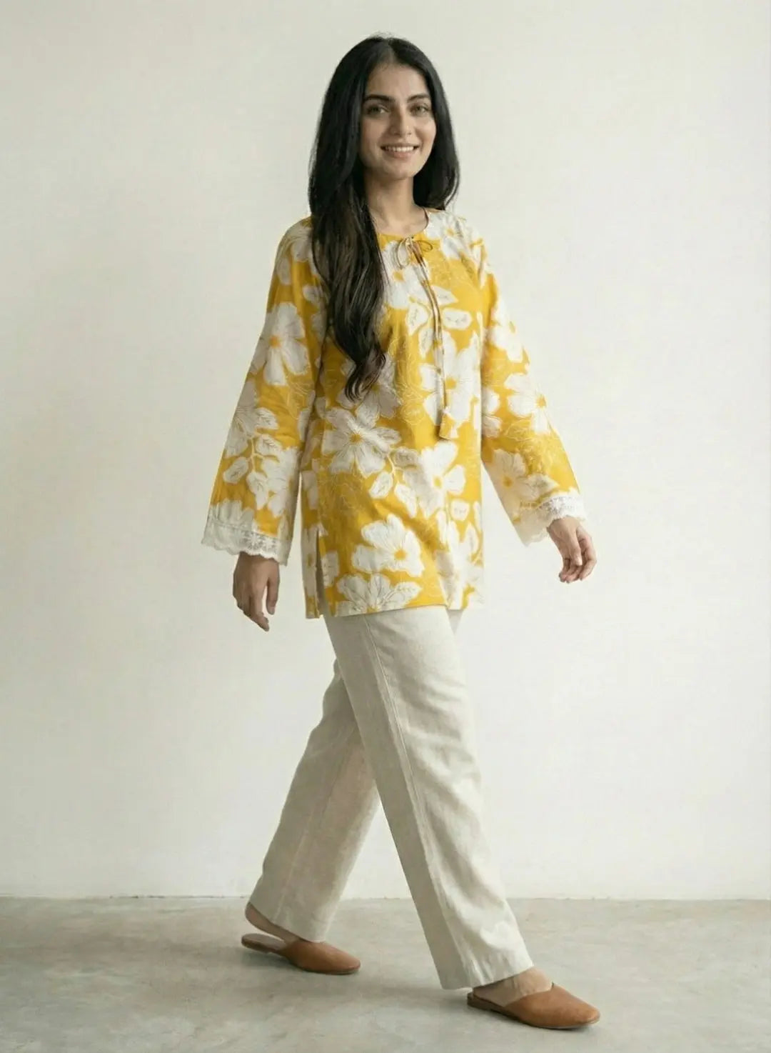 Jasmin Bell Sleeves Short Kurti – Kalyanja